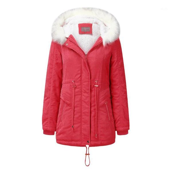

women's down & parkas fannic fashion fleece sweater mid-length hooded coat winter warm cotton -padded clothes women, Black