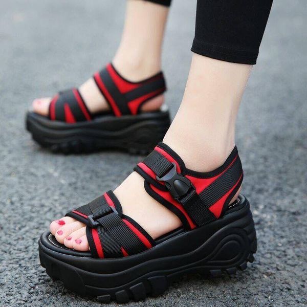 

sandals 2021fashion women summer wedges thick bottom platform slippers ladies walking shoes zapatillas chinelo sandalia sneakers, Black