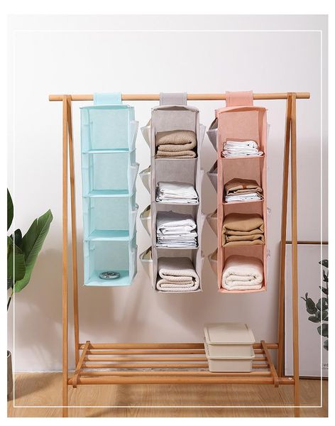 

storage boxes & bins multi-layer wardrobe closet foldable item rack clothes inner hanger organizer shelf
