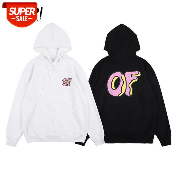 

fashion men of donuts graphic print sweatshirt harajuku streetwear fleece hooded hoodies hip hop male #xn6j, Black