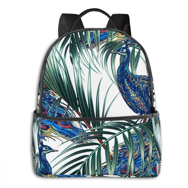 

backpack fashion girl college school bag casual women palm tree peacock book packbag for teenage travel shoulder