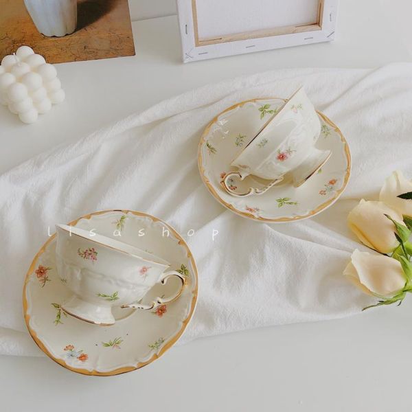 

cups & saucers white french style ceramic coffee cup and saucer set small funny vintage reuseable filizanki do kawy mug bd50cs