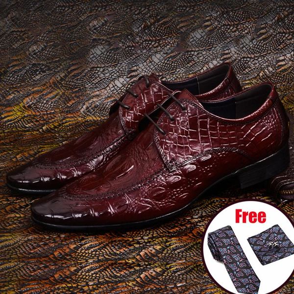

dress shoes mens formal genuine leather oxford for men dressing wedding men's brogues office lace up male 2021, Black