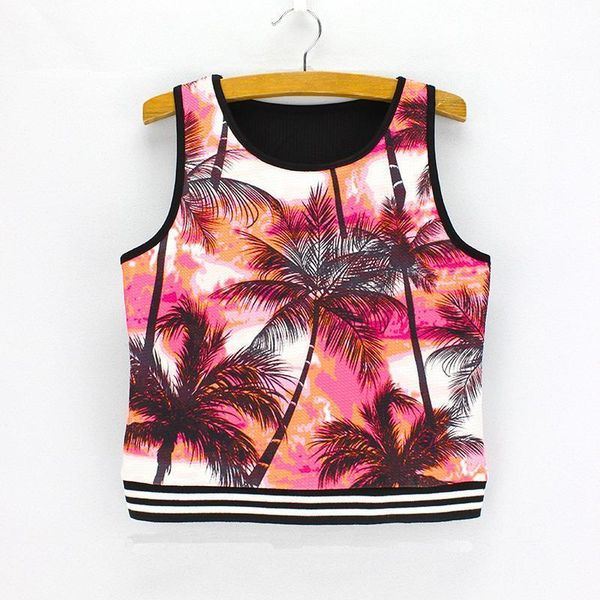 

women summer dresses american amp european fashion cropped girls coco tree print tanks ship, White