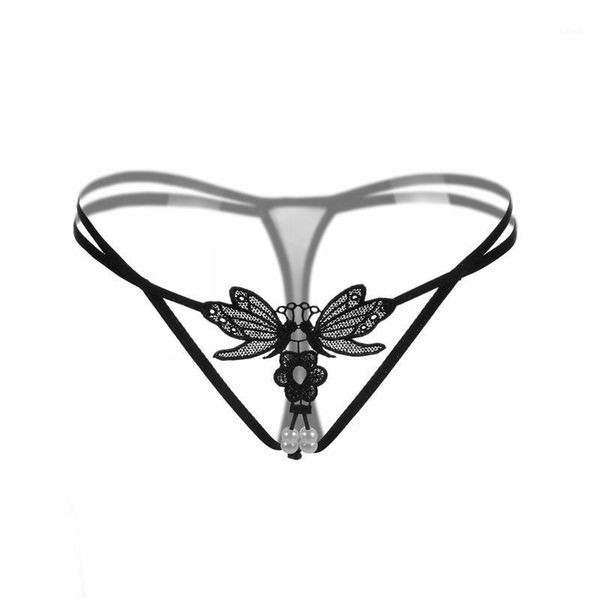 

women's panties aiiou underwear women erotic bikini thong butterfly lace hollow out transparent seamless thongs nightwear, Black;pink