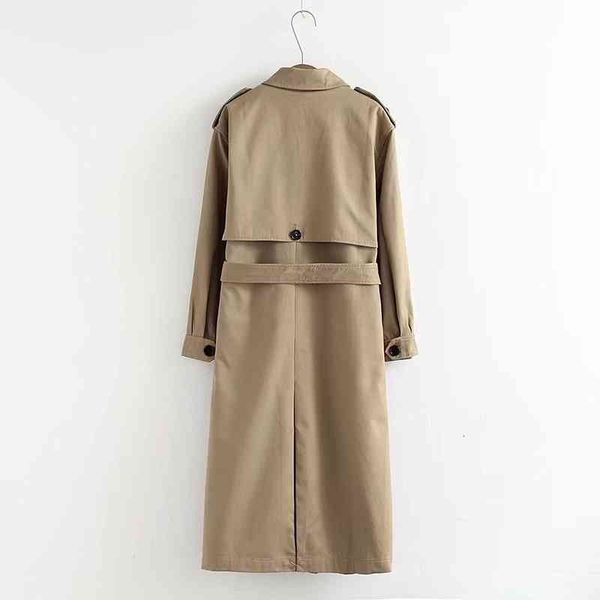 

women's trench coats khaki women casual solid color double breasted outwear sashes office chic epaulet design long 2727 l7u7#, Tan;black