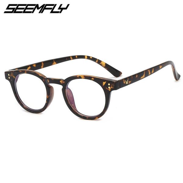

Seemfly Fashion Round Frame Anti Blue Light Kids Glasses Children Boys Girls Computer Goggle Clear Lens Eyeglasses Plain Mirror, White;black