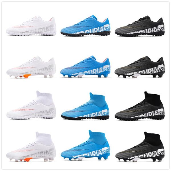 

men soccer shoes tf/fg football boots outdoor high ankle kids cleats training sport sneakers long spikes size 35-44 dropshipping