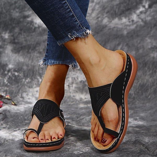 

slippers embroidered flip-flops for summer 2021, Black