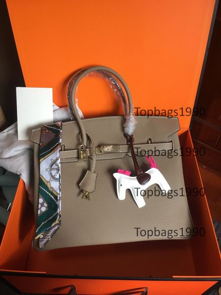 

fashion bag 35cm 30cm 25cm women totes shoulder bags with stamped lock lady genuine leather handbag scarf horse charm ing