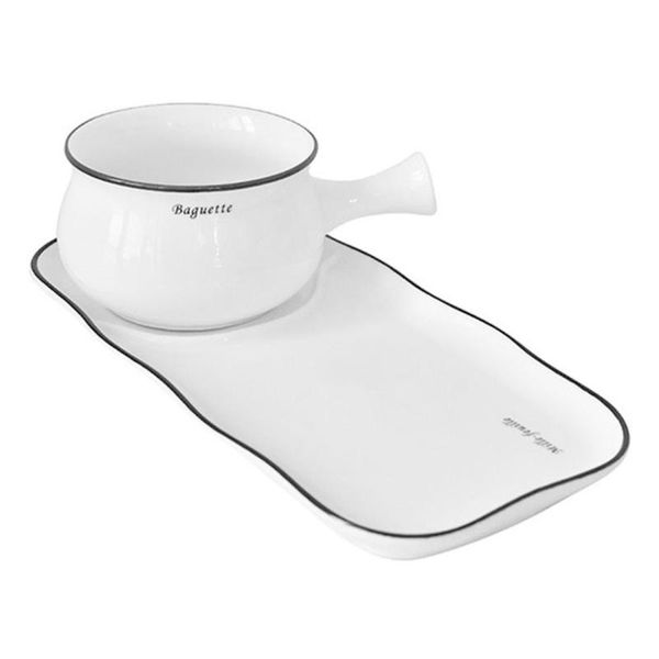 

dishes & plates 1 set ceramic bowl plate storage tableware (white)