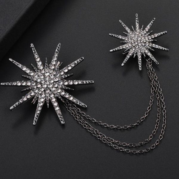 

2021 star full reinstone crystal sparking chain brooches new fashion women brooch crystal charm lady dress decoration wholesale, Gray