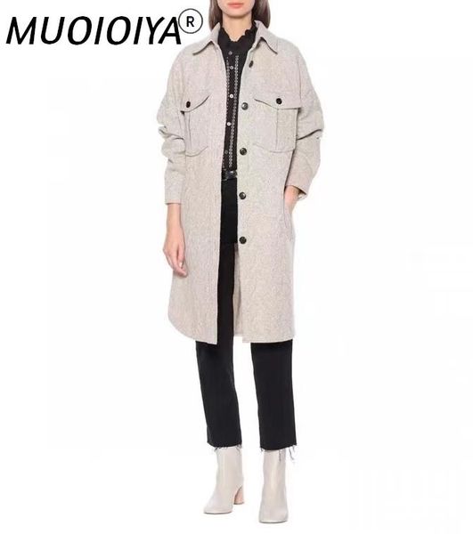 

women's wool & blends autumn winter woolen mid-length coat ladies long sleeve single-breasted irregular outwear jacket with pockets, Black