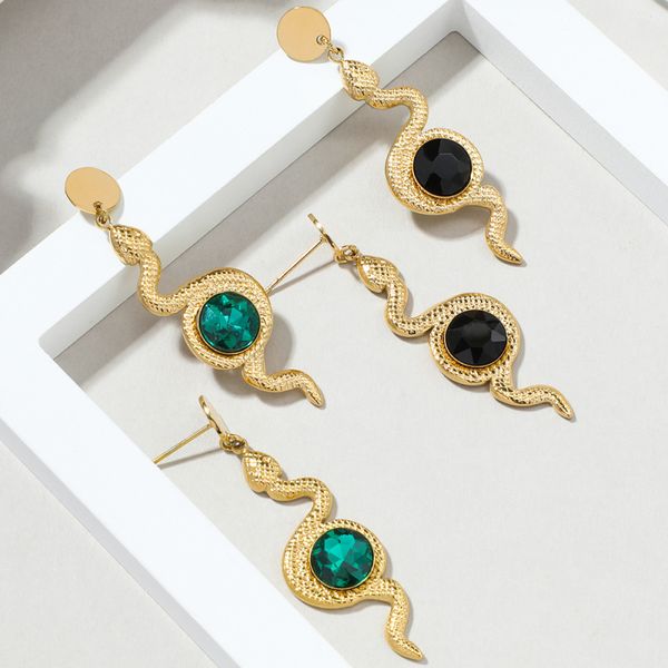 

fashion stainless steel snake charm earring gold plated earrings jewelry, Golden