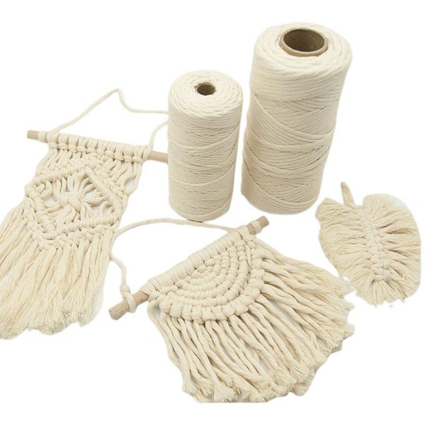 

3mm 4mm macrame rope twisted string cotton cord for handmade natural beige rope diy home wedding accessories gift, Black;white
