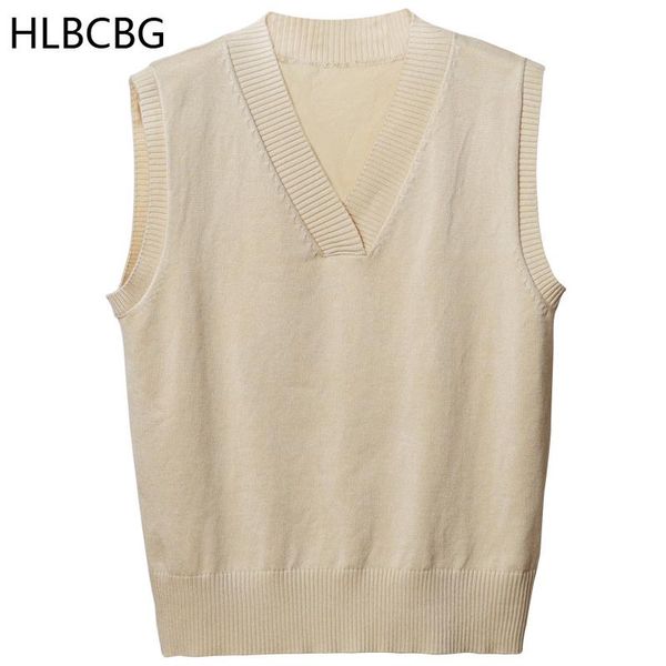 

women's vests hlbcbg v-neck knitted vest sweater autumn and winter korean loose wild sleeveless, Black;white