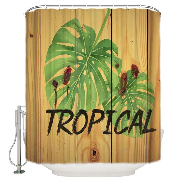

shower curtains curtain waterproof polyester with 12 hooks tropical leaves vintage wood grain background