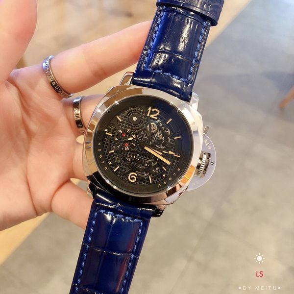 

2021 new five stitches all the dials working quartz watch designerfashion wristwatches leather strap gift, Slivery;brown