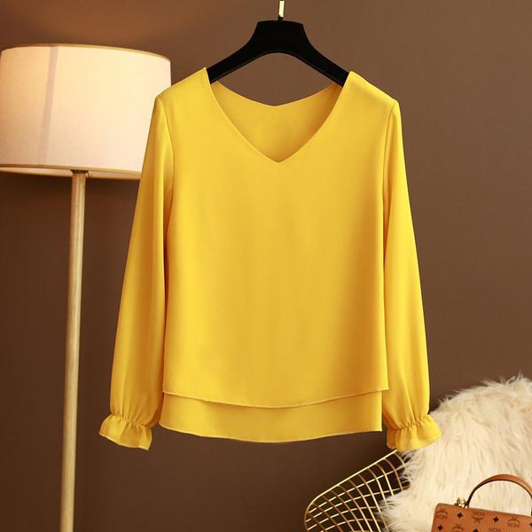 

women's blouses & shirts women and 2021 fashion long sleeve chiffon white blouse casual elegent work wear shirt s-2xl