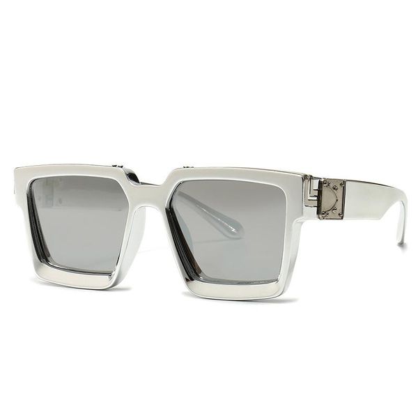 

sunglasses 2021 men brand designer summer styles candy colors fashion silver mirror shades retro square uv400, White;black