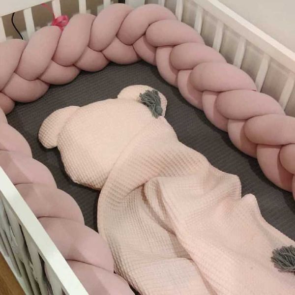 1 M / 2 M / 3 M / 4 M Bebek Yatak Tampon Beşik Yatak Tampon Yenidoğan Erkek Kız için Set Yatak Koyu Koruyucu Düğüm Örgü Yastık Yastık Odası Dekor