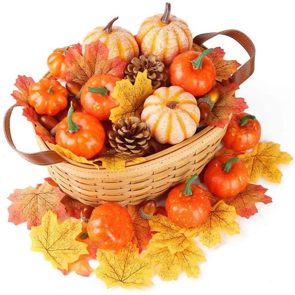 

party decoration halloween bubble fake pumpkin maple pine cones set christmas thanksgiving po props fall decor