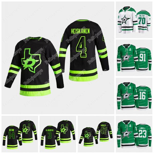 

jamie benn dallas stars jersey miro heiskanen tyler seguin joe pavelski john klingberg alexander radulov blake comeau braden holtby ryan sut, Black;red