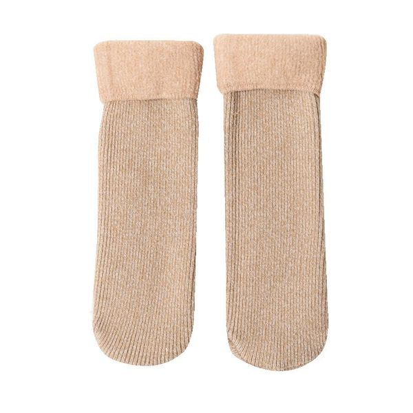 

men's socks 1 pair female autumn and winter tube cotton plus velvet thick pure warm home floor cashmere, Black