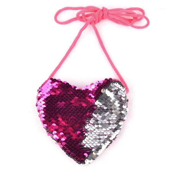 

purse sequins heart kids shoulder coin bag baby girls mini messenger cartoon boys small children handbags1, White