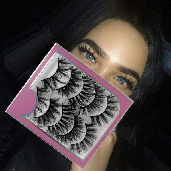 

false eyelashes 5 pairs faux mink lashes fluffy dramatic soft messy long handmade volume multilayer make up set