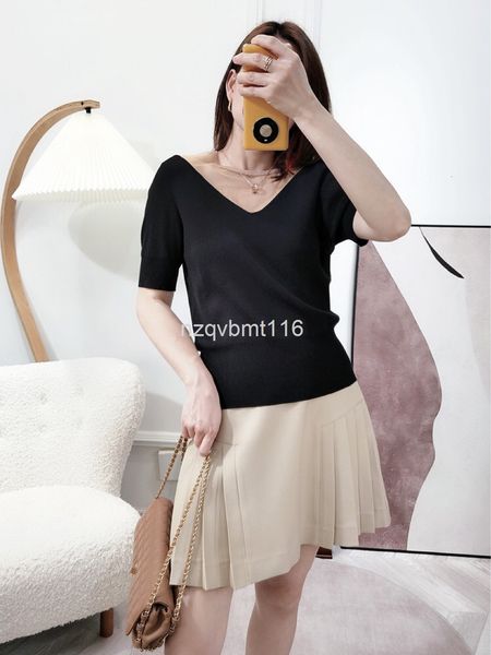

women's sweaters summer black mesh splicing perspective pullover backing knitted short v-neck with slight leakage of clavicle, White;black