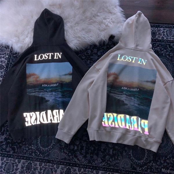 

2021 new fw reflective askyurself hoodie pullovers vintage lost in paradise sweatshirts men clothing xxxtentacion wtbk, Black
