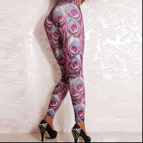 

2021 new leggings woman leggins halloween peacock feathers print leggings for women girl fantastic workout party ankle pant, Black
