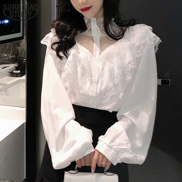 

lace hollow woman's shirts spring wholesale autumn women's fashion casual ladies work white shirts 11265 210527