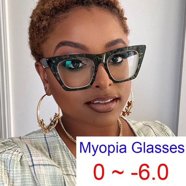 

sunglasses fashion square eyeglasses women designer luxury cat eye blue light blocking computer glasses myopia with correction -0.5 to -6.0, White;black