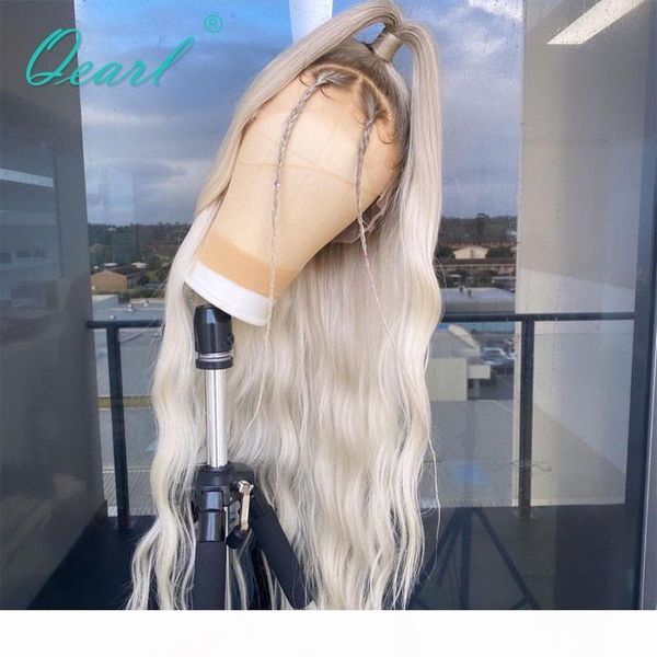

light white blonde human hair lace front wigs 13x6 transparent lace wig natural wave remy hair for women 150% 180% qearl, Black;brown