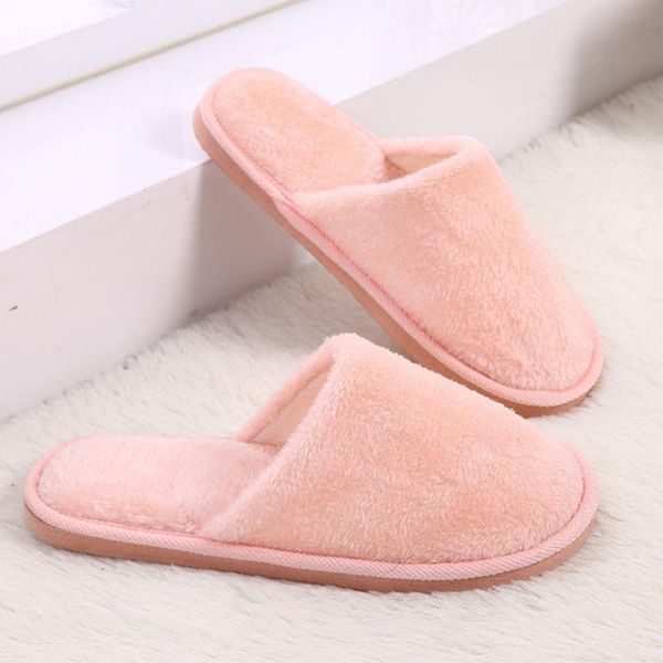 

slippers 1pair men women soft warm indoor cotton sandal house home cottonti-slip shoes household supplies, Black