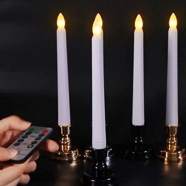 

candles 120pcs remote control led taper battery operated candle light w/timer function wedding christmas home bar party lighting-amber