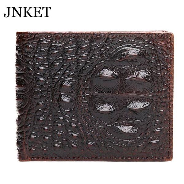 

wallets jnket retro men's crocodile pattern cow leather short wallet money clip notecase, Red;black