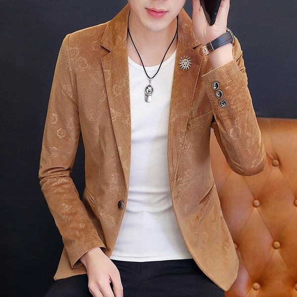 

men's suits & blazers brand mens casual autumn fashion printing slim suit jacket korean trend men blazer masculino clothing vetement ho, White;black
