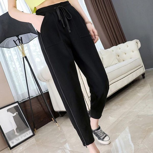 

women's pants & capris casual sports thin slim fit wild loose summer fashion korean style, Black;white