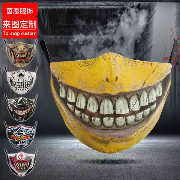 

high-quality s halloween shark mouth funny printed cotton dust-proof breathable mask