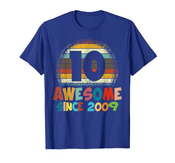 

10th birthday shirt boy retro vintage awesome since 2009, White;black