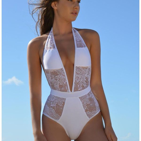 

halter push up swimwear one piece female swimsuit plunge neck vintage monokini brazilian bathing suits summer beach wear 2021