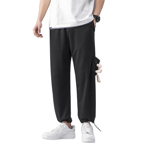 

men's pants autumn men's harlan casual sport fashion drawstring men with bear hip hop loose sweat trouser, Black