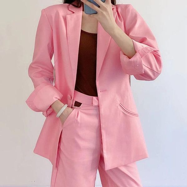 

women's suits & blazers pink green backless blazer women notched long sleeve casual korean fashion female 2021 clothes dropship high qu, White;black