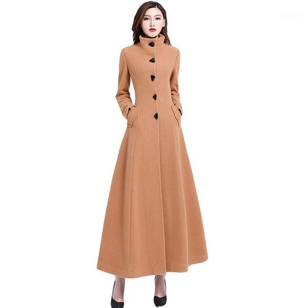 

new women autumn winter woolen jacket young women slim plus long wool coat 2019 noble plus size overcoat 3xl1, Black