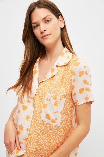 

men's sleepwear trendyol flower pattern woven pajamas set thmss21pt1388, Black;brown