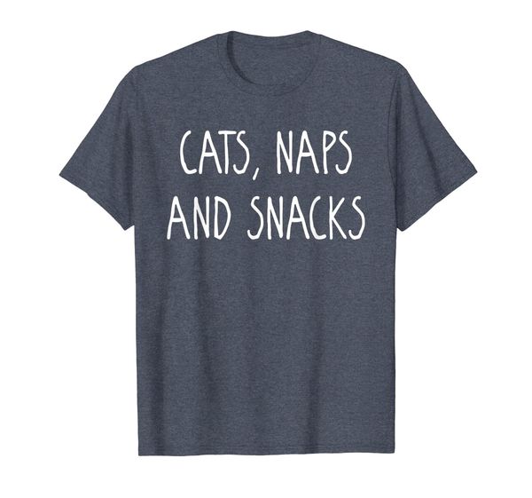 

cats naps and snacks - feline loving slogan t-shirt, White;black
