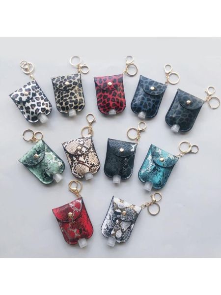 

storage bottles & jars leopard print portable empty bottle leather keychain holder clips to bags t4mb
